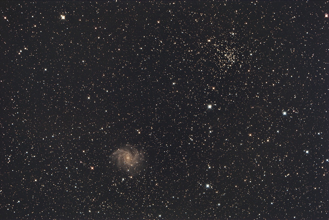 NGC6946_II_3_66percent.jpg - NGC 6946 (Galaxy) and NGC 6939 (Open Cluster) in Cepheus. Instrument: ASA 10" f/3.8 / M25C  Higher resolution image 